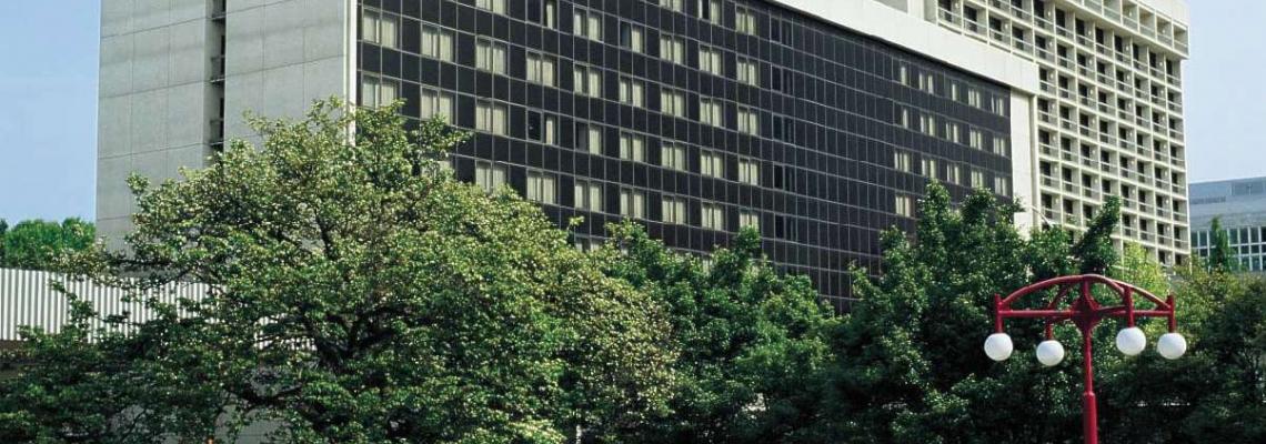 Exterior view of the DoubleTree hotel.