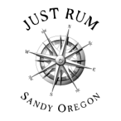 Just Rum logo with a compass rose and the words Sandy Oregon