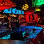 Photo of the interior of the Alibi tiki lounge